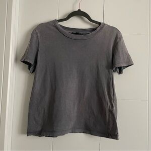 3/$25 Zara Boxy Cropped Washed Grey Crewneck Cotton T-Shirt